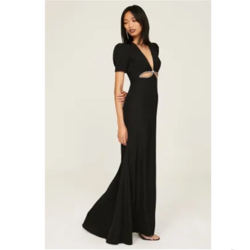 NWT Ieena for Mac Duggal embelished cutout gown in navy